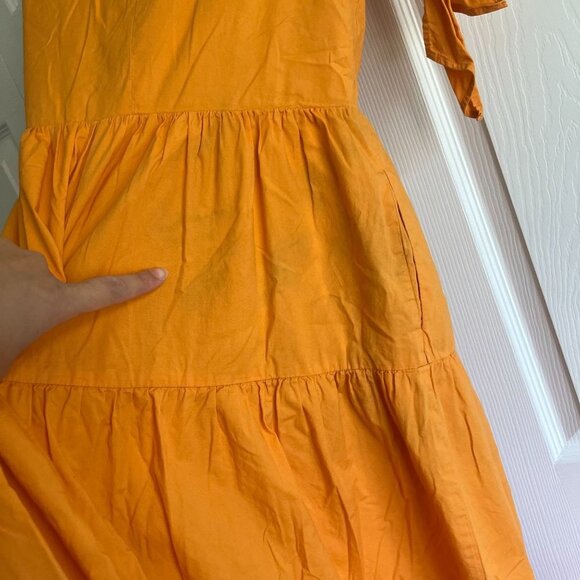 Color Me Courtney Louise Orange Stripe Tie Shoulder Maxi Dress Women's Size 0 - Picture 9 of 11